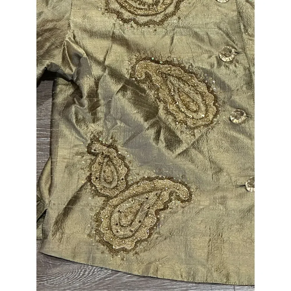 Tunique nights silk jacket embroidered embellished formal M